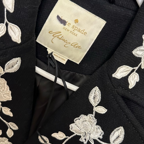 KATE SPADE MADISON AVE QUINCY BLACK WOOL LONG TRENCH COAT (UK 6) RRP £1,200 - Picture 7 of 7